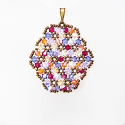 Pendant 30cm - Terence Oval-Salmon Organza - Pendant 30cm - Laiton bronze